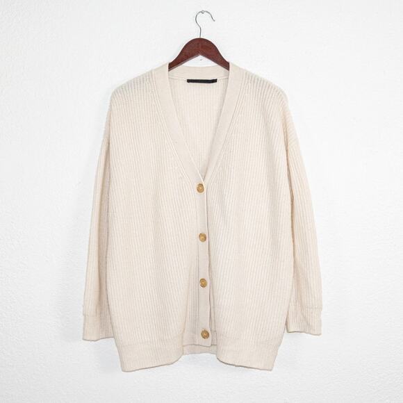 Jenni Kayne $495 Cashmere Cocoon Cardigan Sweater ribbed knit Small - Picture 2 of 9